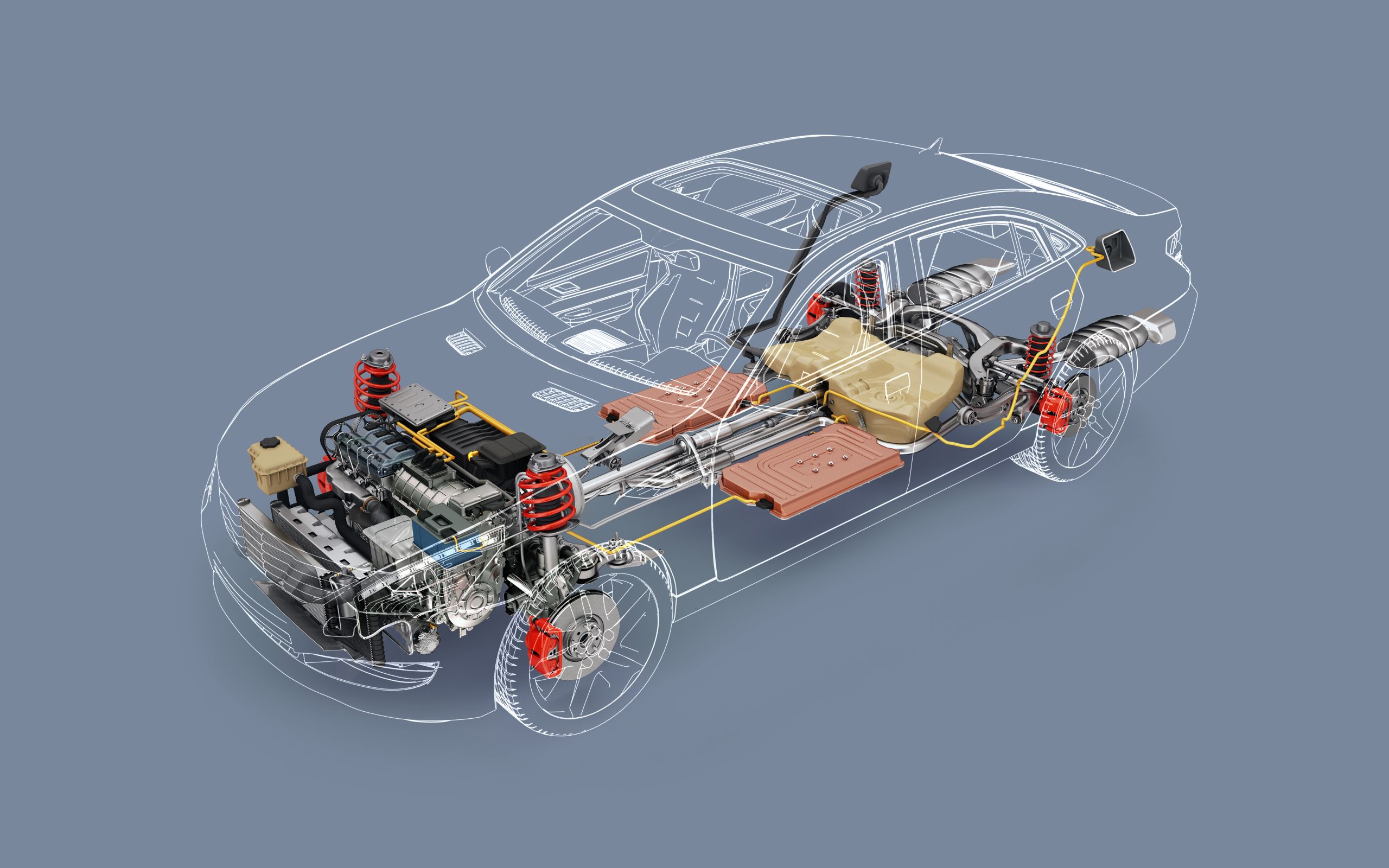 Hybrid Vehicle system cutaway illustration